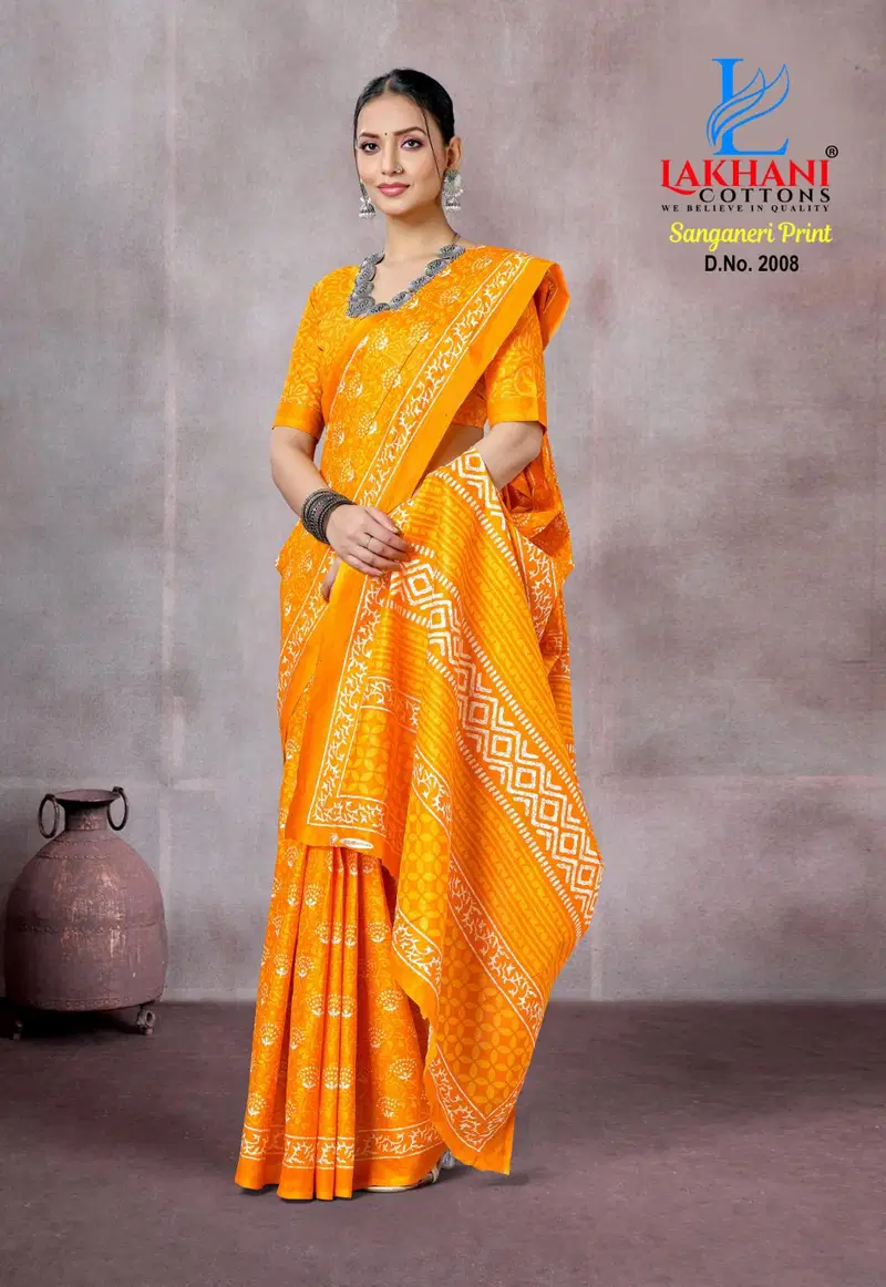 Sanganeri Print Vol 01 By Lakhani Heavy Cotton Printed Saree Bulk Orders In India